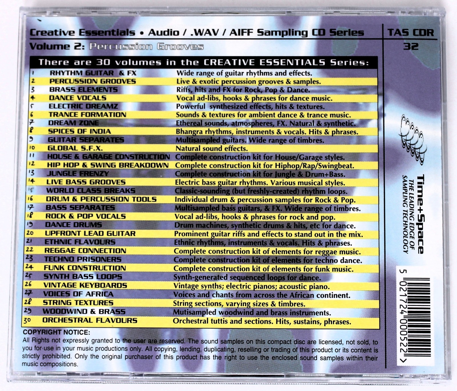 Zero-G Creative Essentials 2 Percussion Grooves Sample/Sound Library/Sampling CD