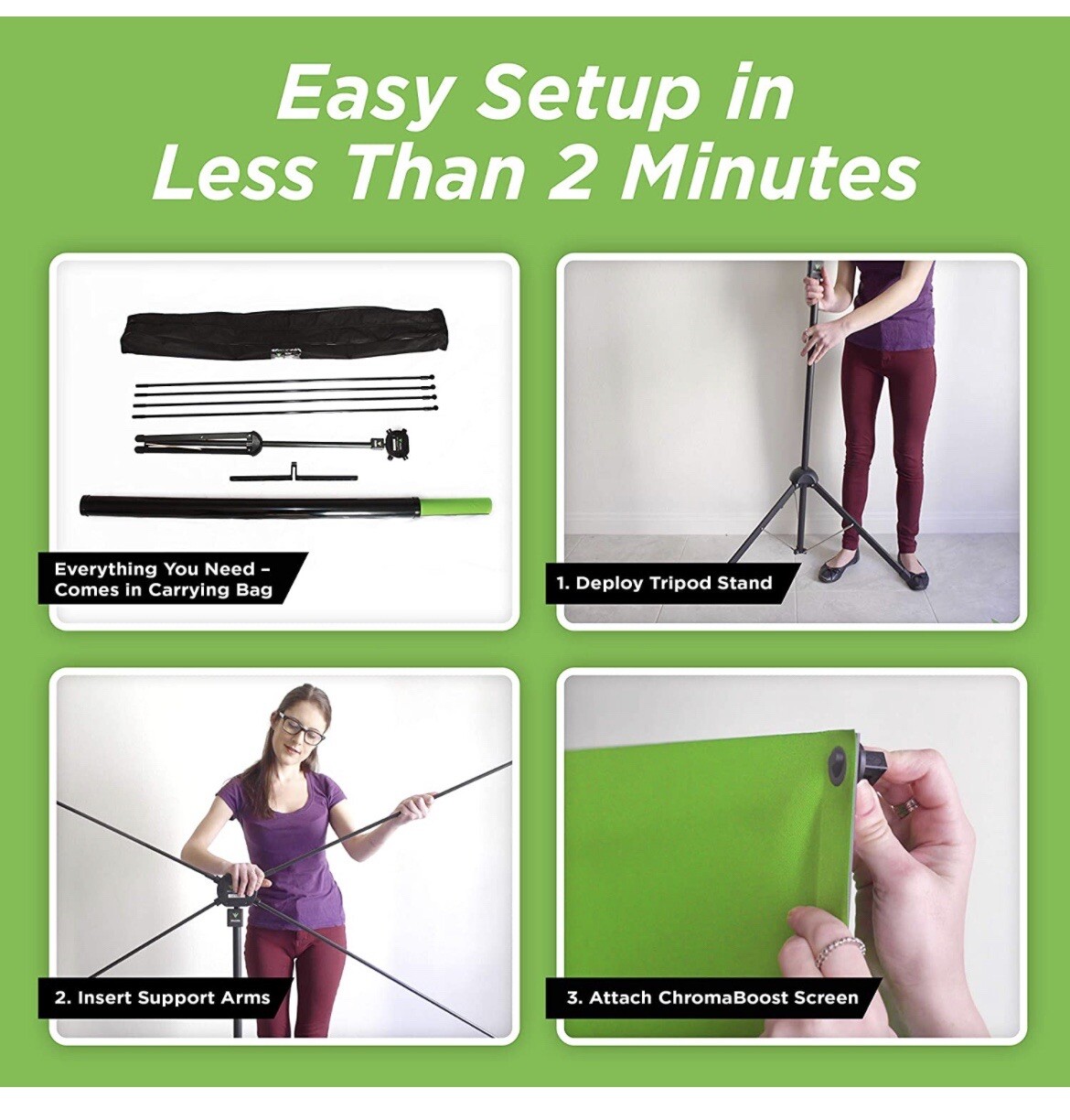 Portable Green Screen Kit 90 Inch with Stand (Frame) and Case