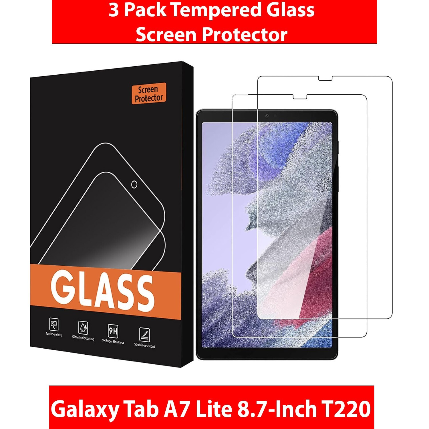 3 Pack Tempered Glass Screen Protector For Samsung Tab A7 Lite 8.7" SM-T220/T225