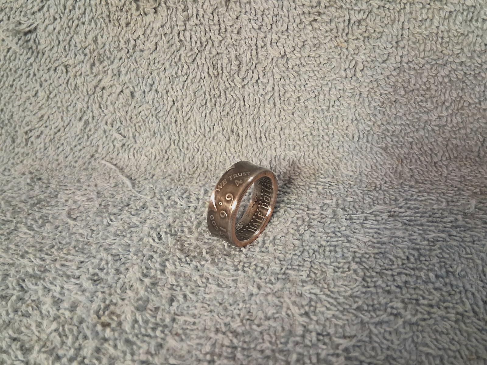 1994 Kennedy Half Dollars  size 9   coin ring  Handmade mixed metals (B)