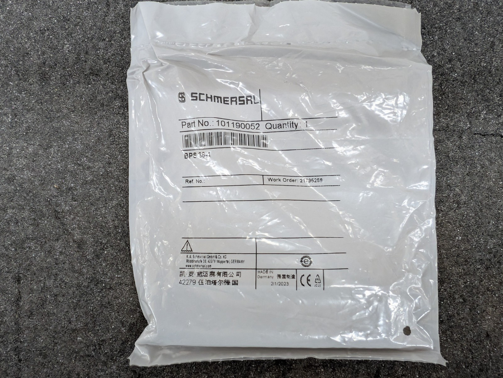 New, Schmersal, BPS 36-1, ACTUATOR, MAGNETIC SAFETY SENSOR, Alt P/N - 101190052