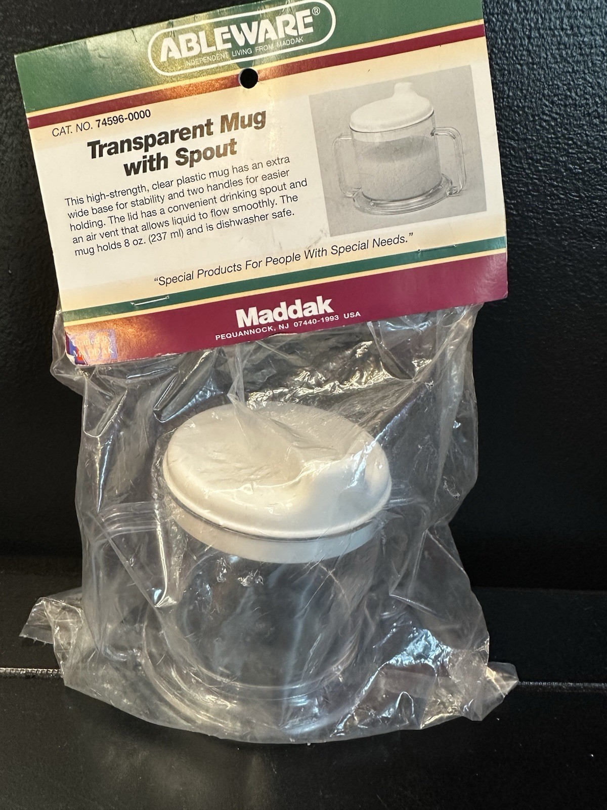 Ableware 745960000 Transparent Mug Cup Drinking Spout Plastic 8oz