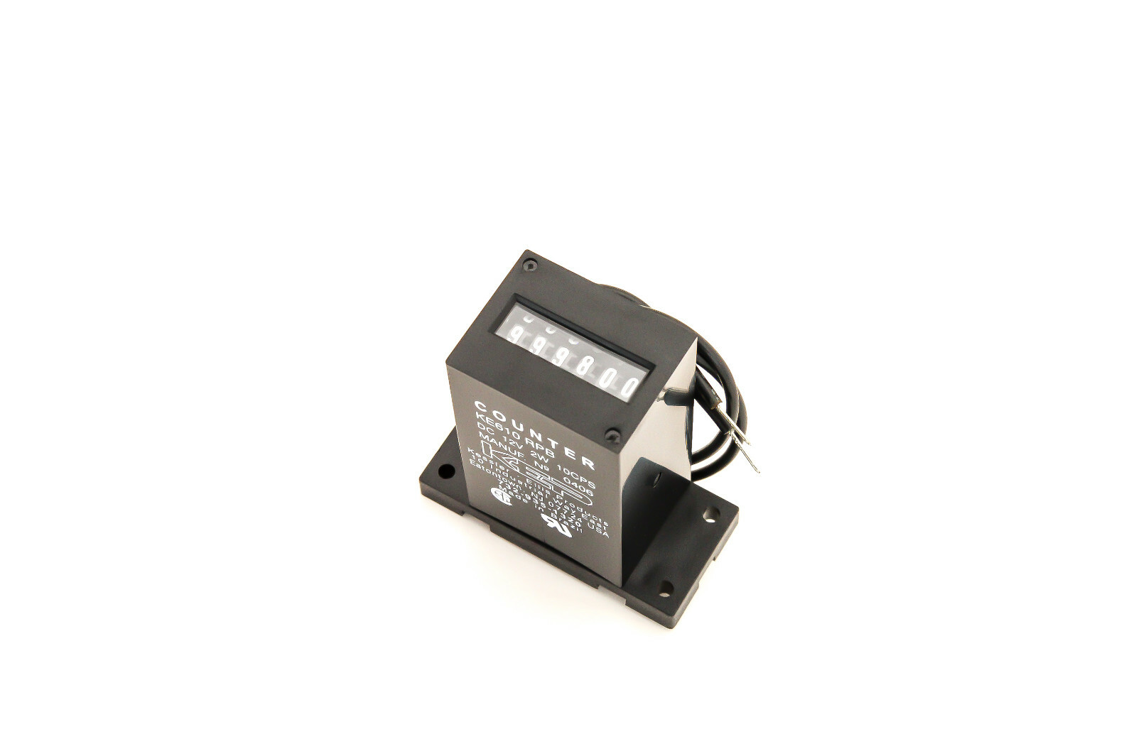 Kessler-Ellis 12V DC 6 Digit Impulse Counter Mechanical Wire Leads Base VDC KEP
