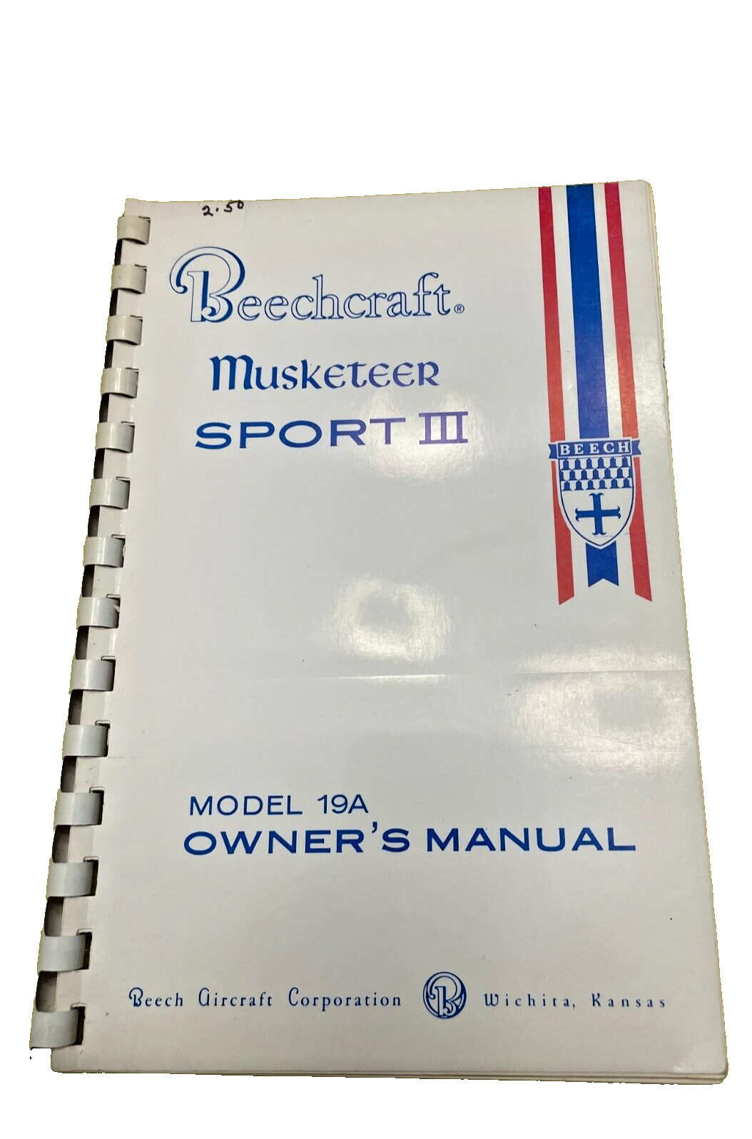 BEECHCRAFT MUSKETEER SPORT III MODEL 19A OWNER'S MANUAL DATED 1967..169-590004-1