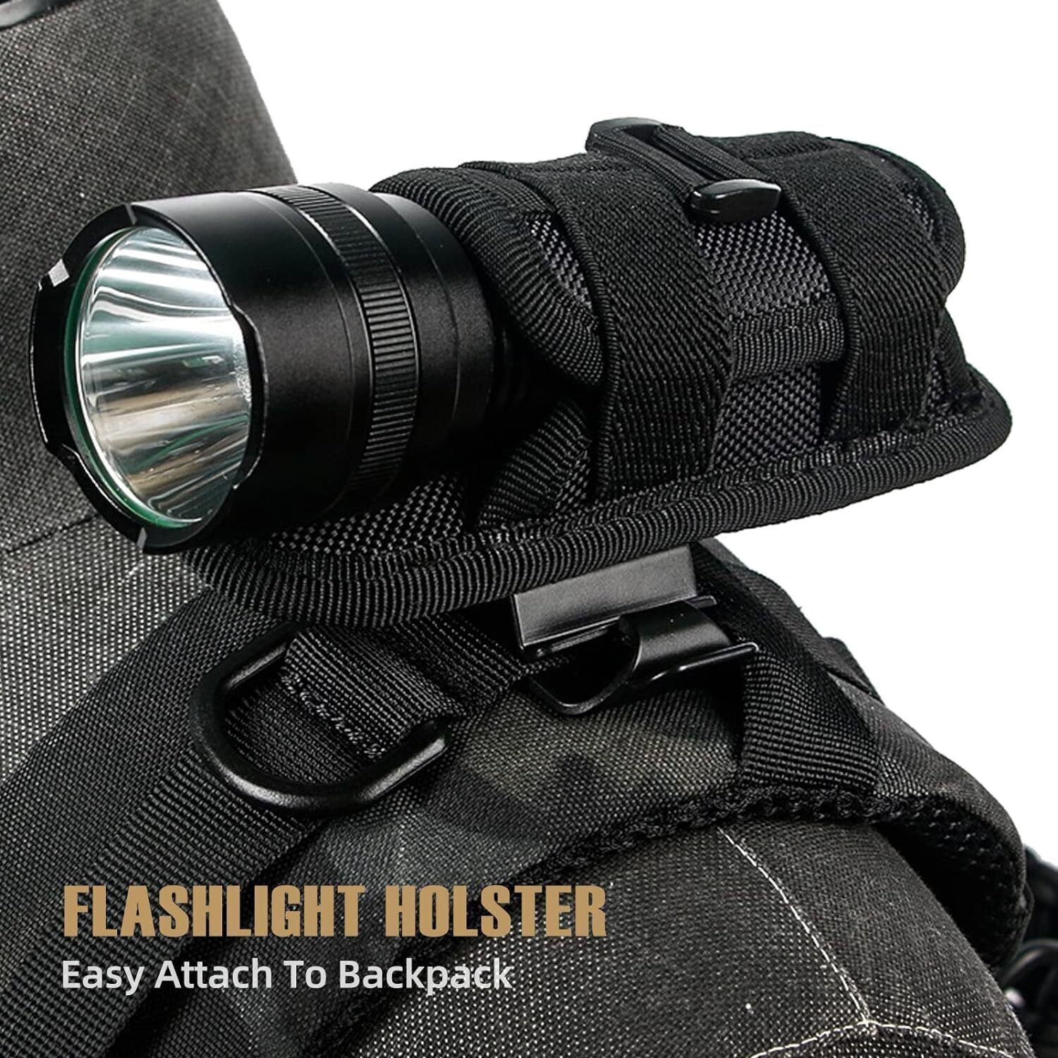 360 Rotatable Flashlight Bag 2 Pack Tactical Belt Mount Flashlight Carry Pouch