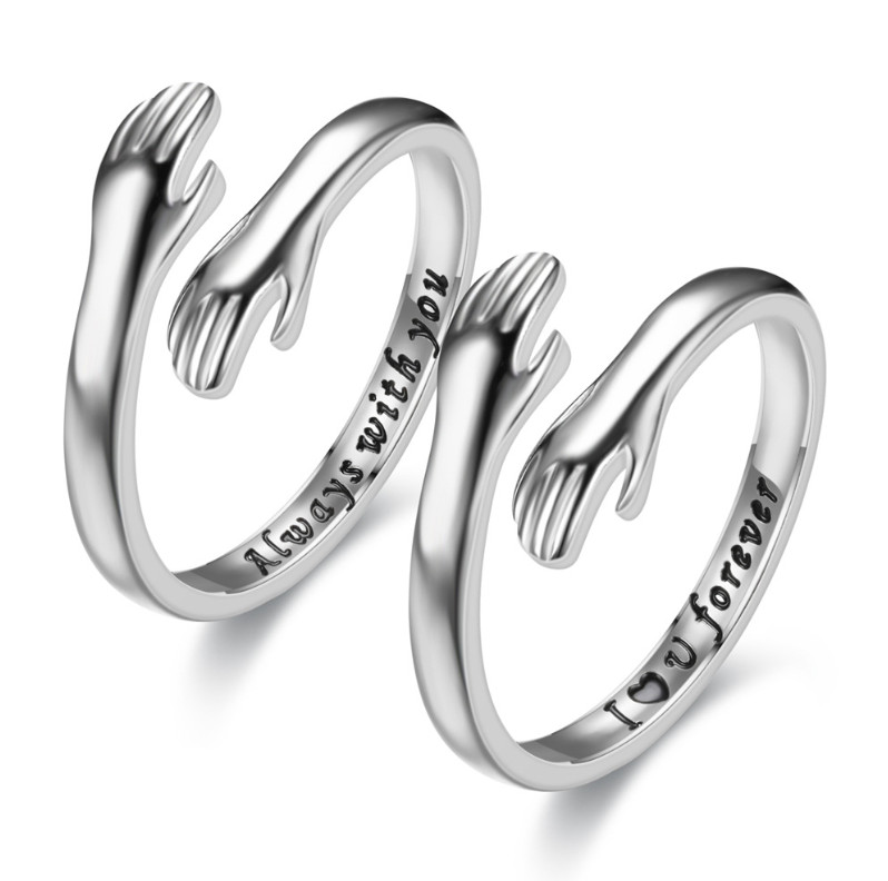"I love you/always with you" Promise Ring Stainless Steel Wedding Band Women S9