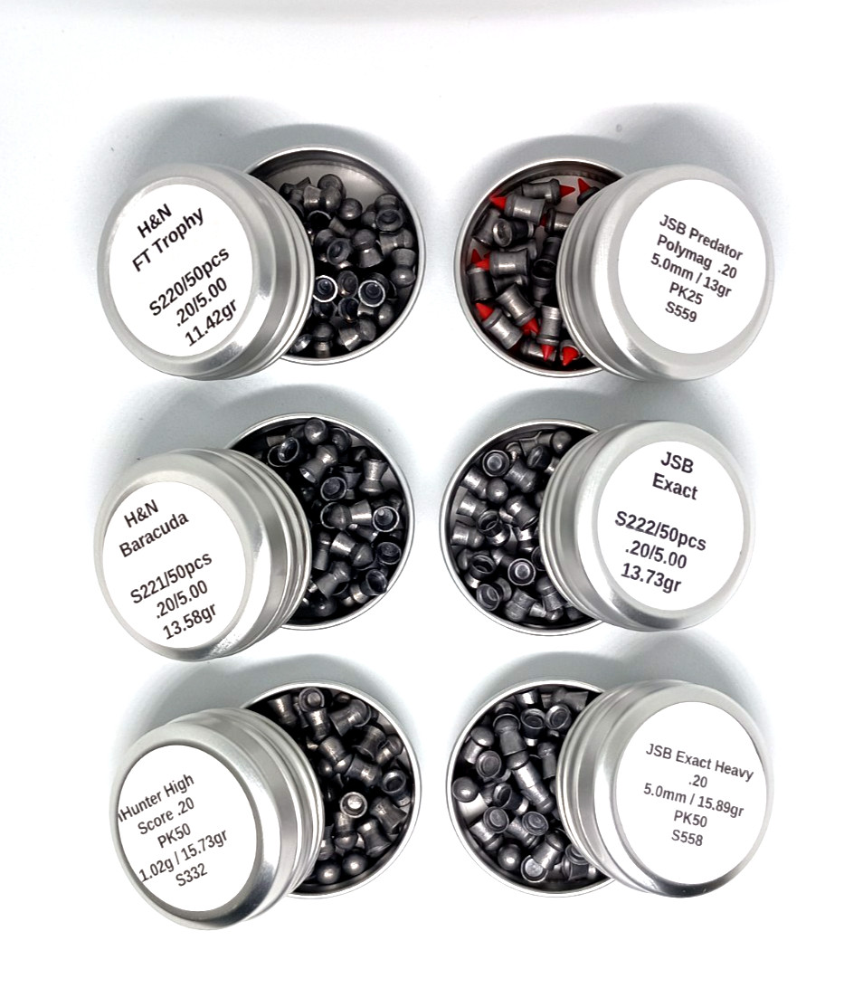 H&N / JSB / iHunter 275 Count 6 Type PELLET SAMPLER 5mm .20 Caliber Pellets