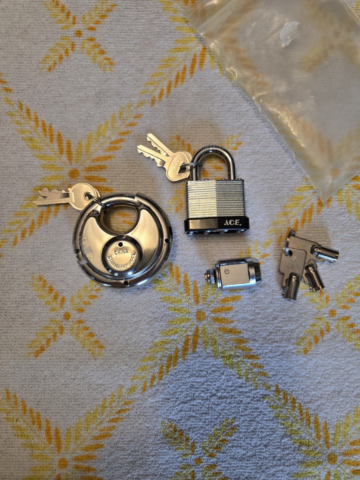 Lot Of Three Locks With All Keys. Three Different Kinds Of Locks.