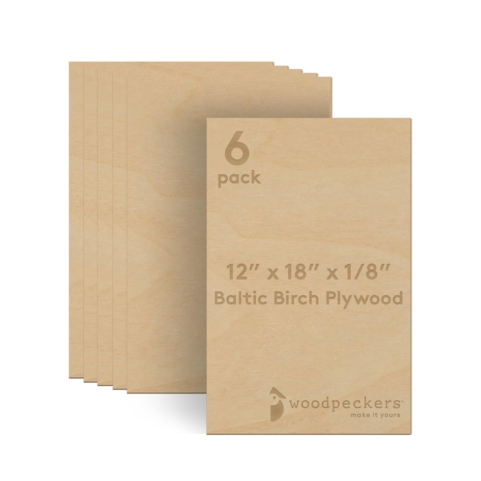 3 mm Baltic Birch Plywood 1/8 x 12 x 18 12" x 18" - 1/8" Thick, Pack of 6