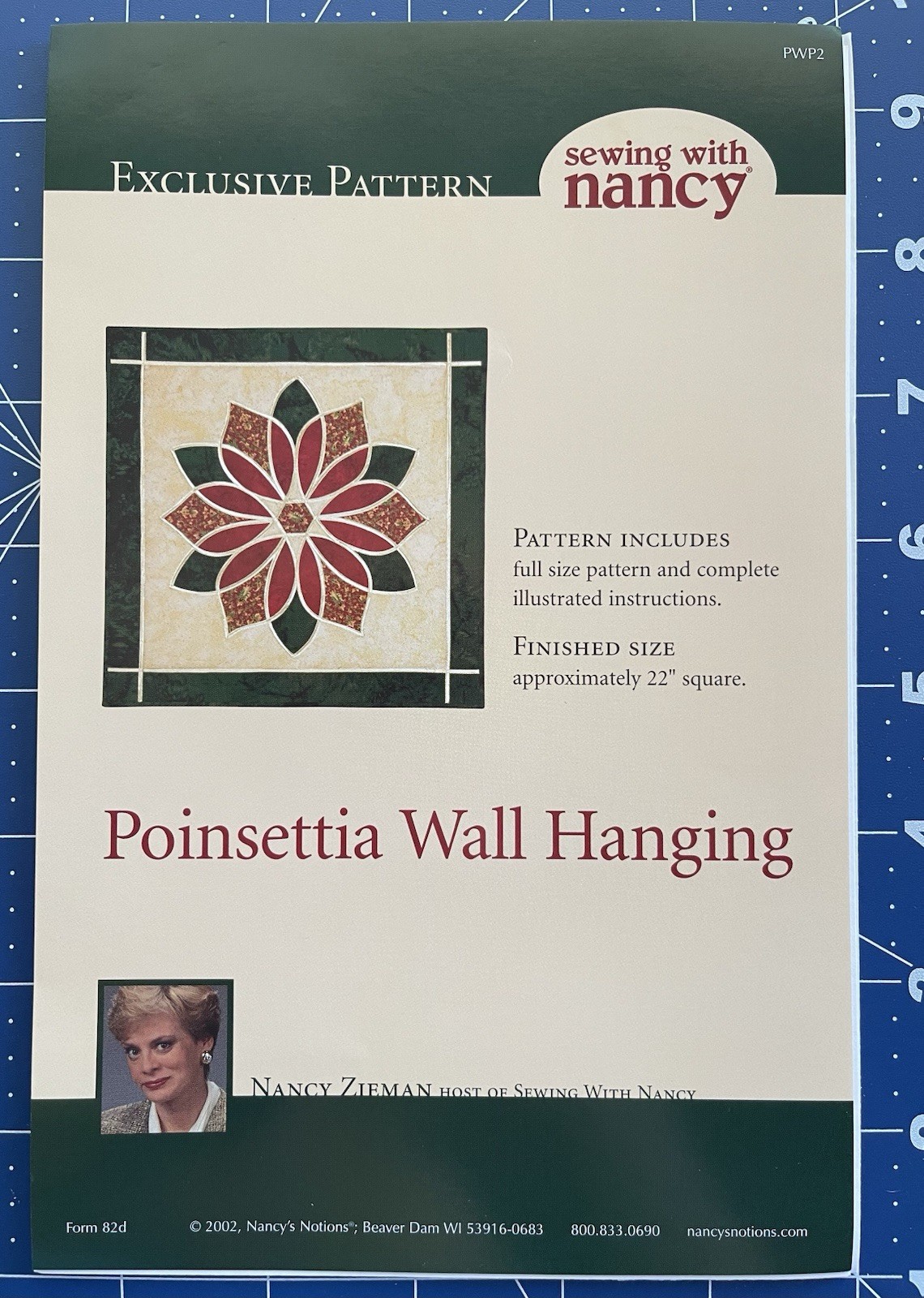 Nancy Zieman Poinsettia Wall Hanging Quilt Pattern Applique Sewing w/ Nancy 22"