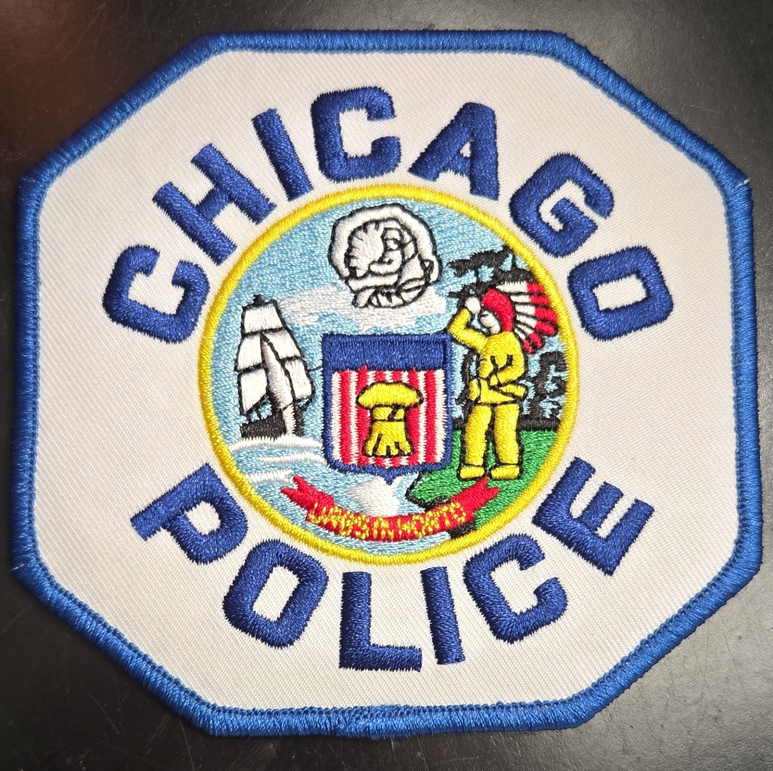 Chicago Police Embroidered Octagon Patch Blue/White - Single Patch, Illinois