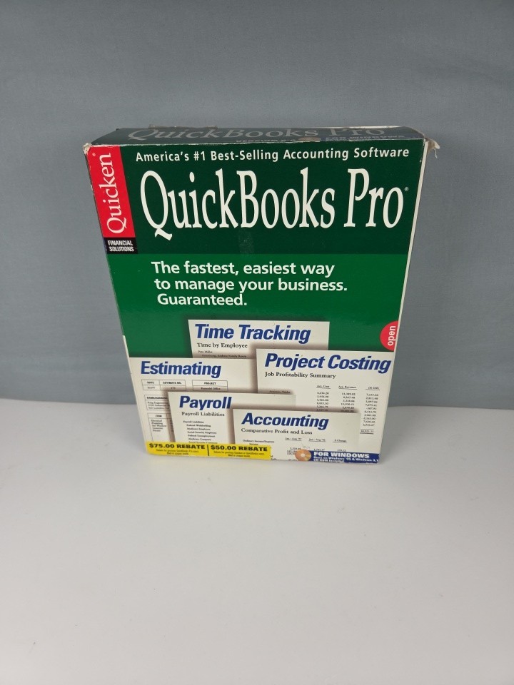 Vintage QuickenQuickbooks Version 5.0 on windows 95 windows 3.1,  3.5” Diskettes