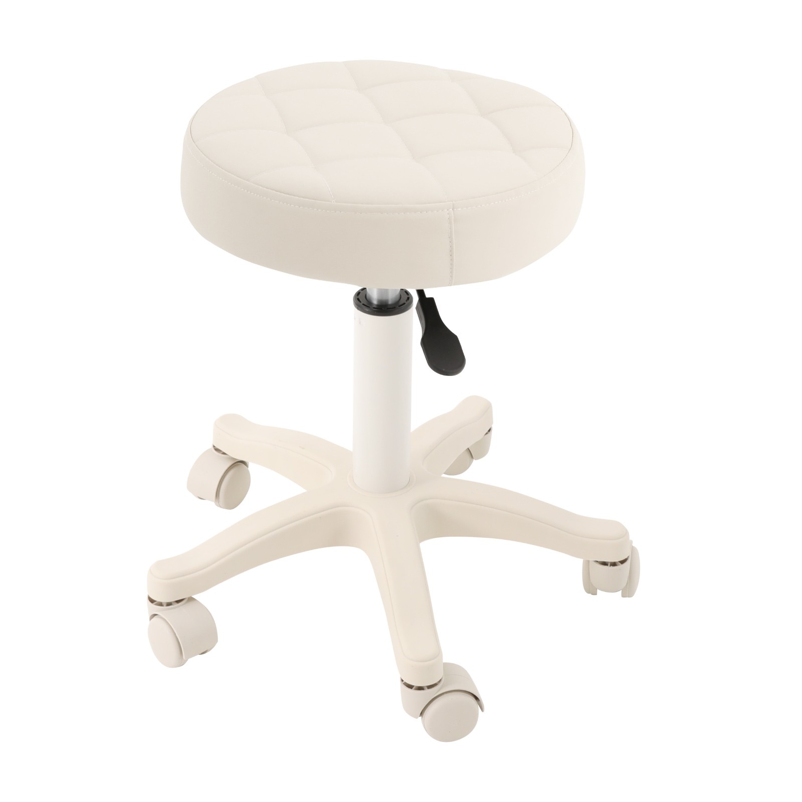 PU Leather Round Rolling Stool with Wheels, Height Adjustable Bar Stool
