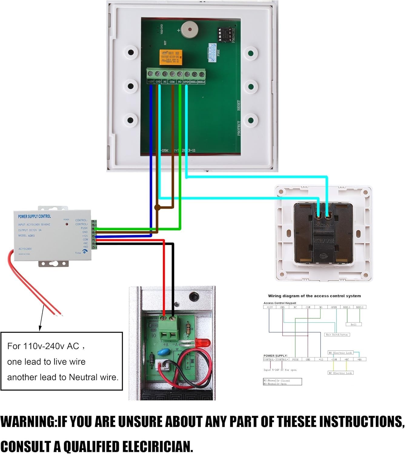 Kit De Sistema Control Acceso Puerta Independiente Cerradura Magnetica Electrica