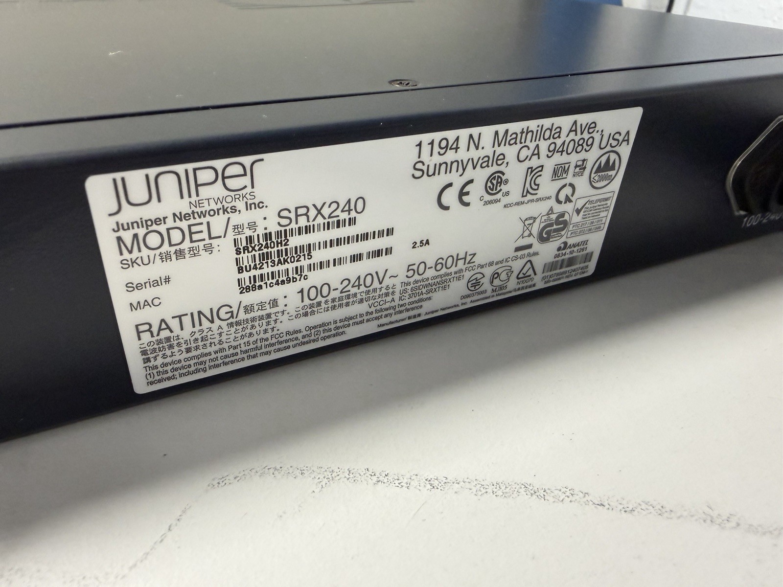 Juniper Networks SRX240H Enterprise OEM Firewall Gateway