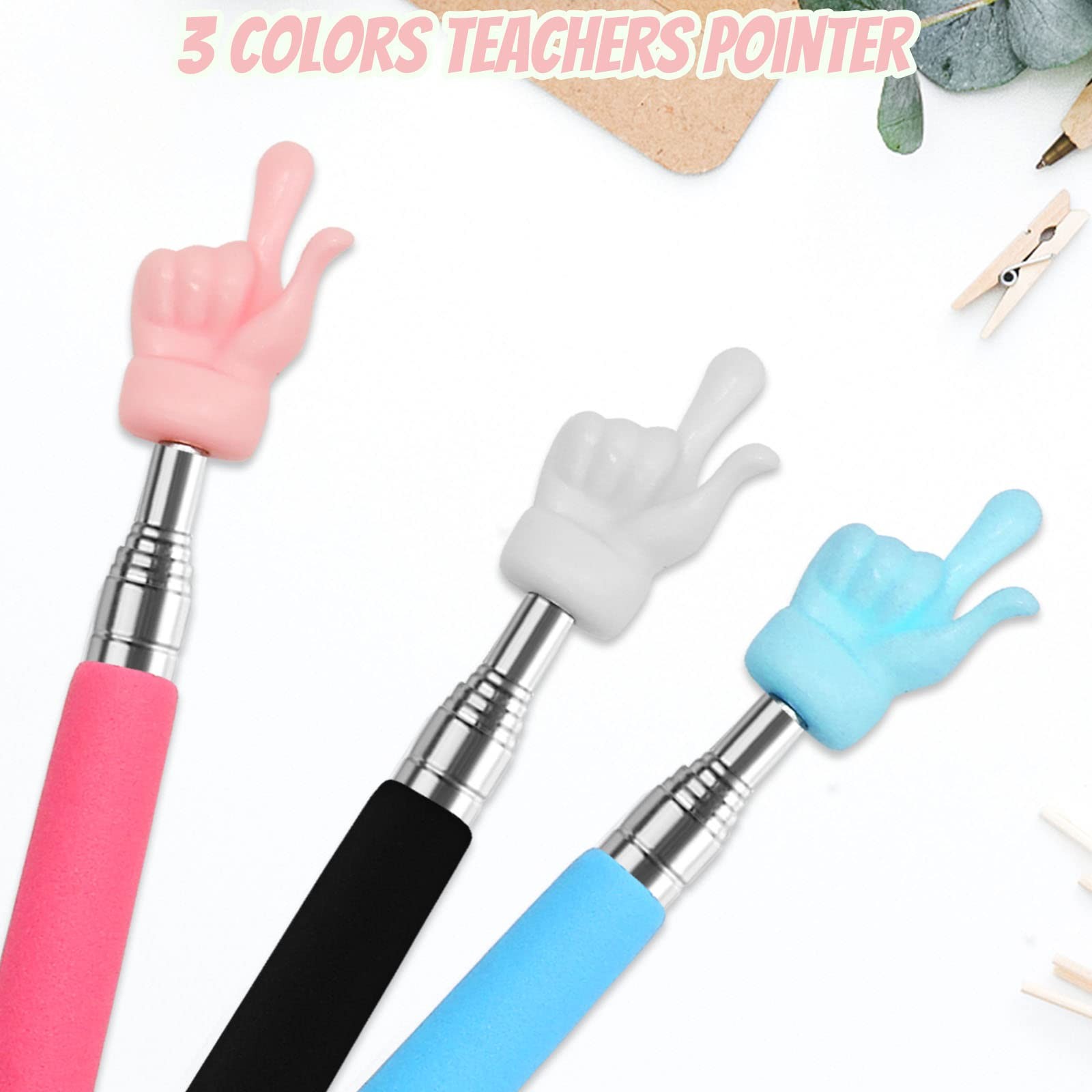 3 Pcs Telescopic Teachers Pointer, Extendable Hand Pointer Finger 3pcs
