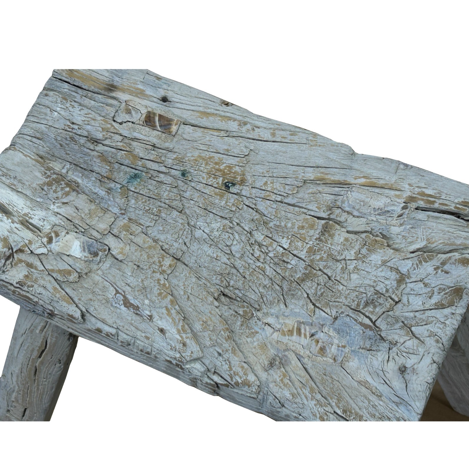 Rustic Raw Rough Wood Grain Rectangle Slim Stool Bench Side Table ws4594