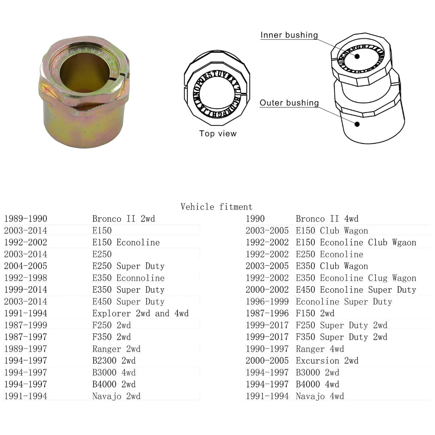 Adjustable Caster Camber Bushing Pair for Ranger E-series