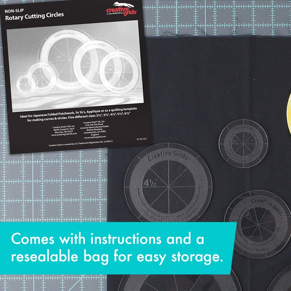 Creative Grids Quilt Ruler Circles Set - 5 Discs with Grips (CGRCRCL)