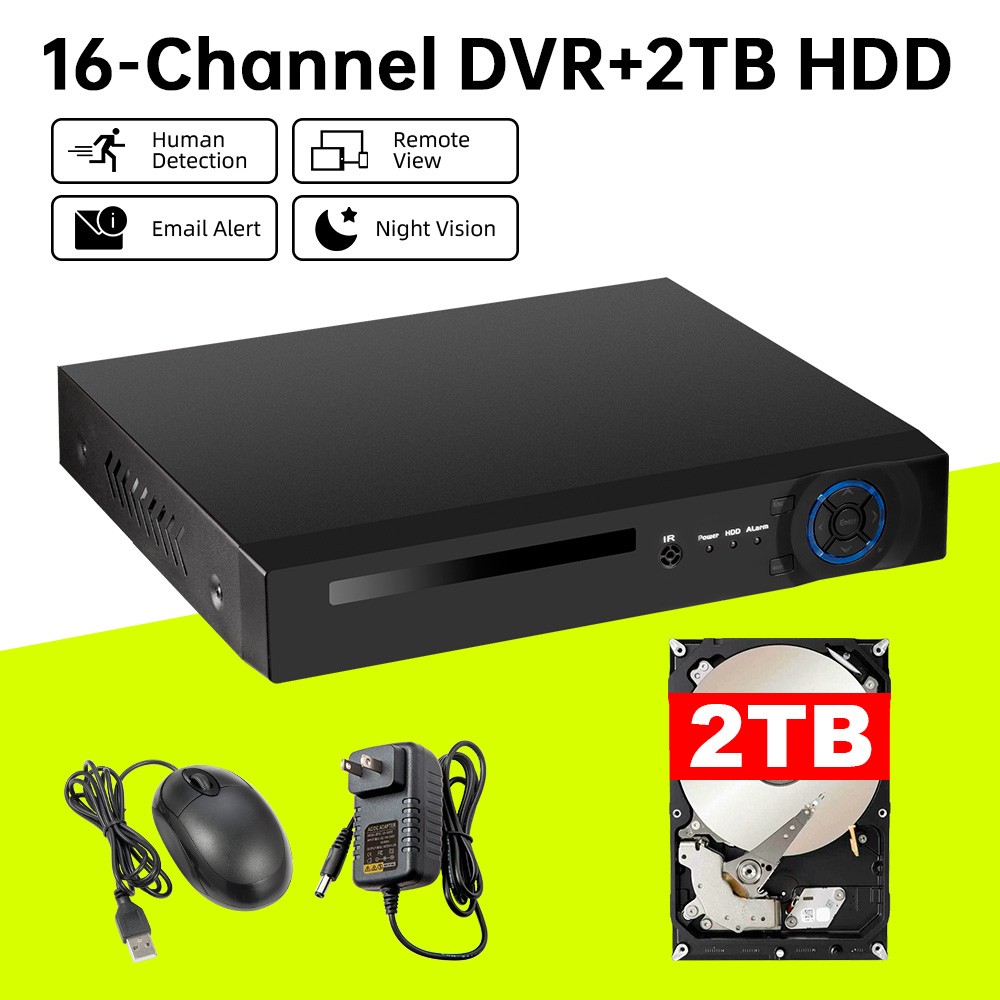 16CH HD Surveillance DVR Built-in 2TB HDD Remote Mobile View For Security Camera