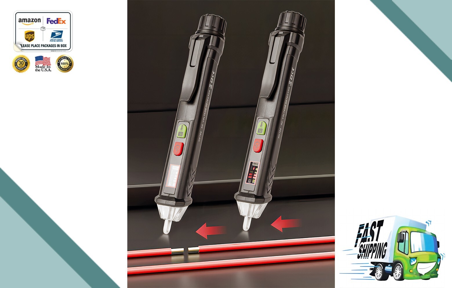 2x Non-Contact Voltage Tester Pen | Electrical Sensor Detector | Safe LED Tool