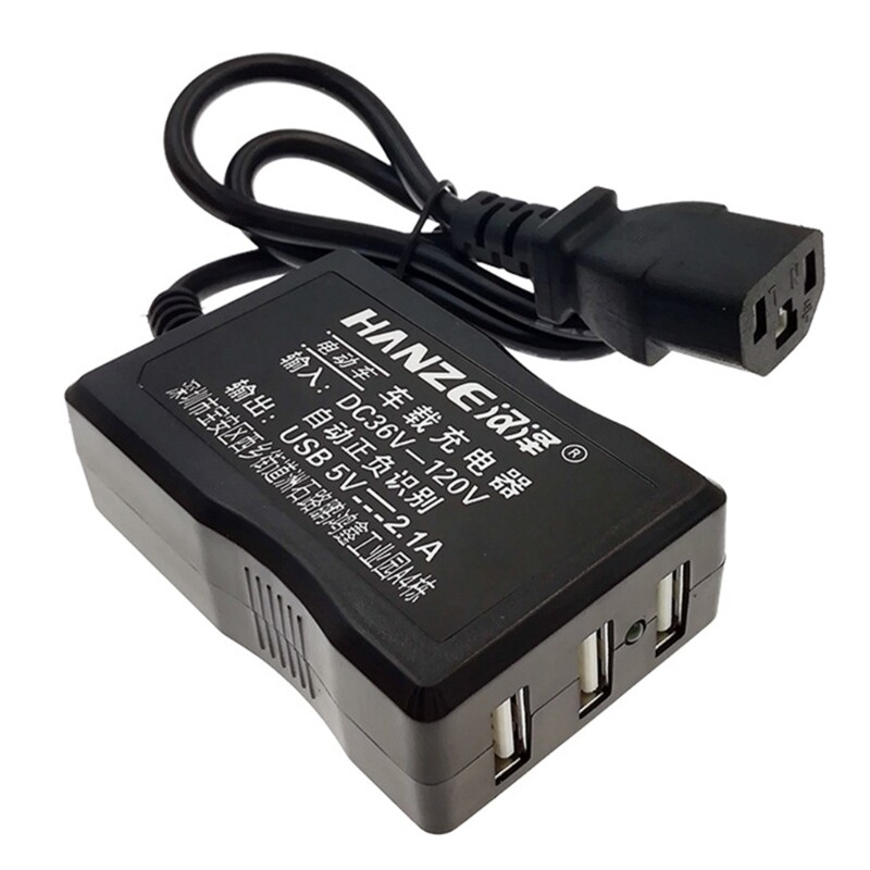 USB Power Adapter DC36V 48V 72V 120V to 5V 2.1A E-bike 3 Port Charging Converter