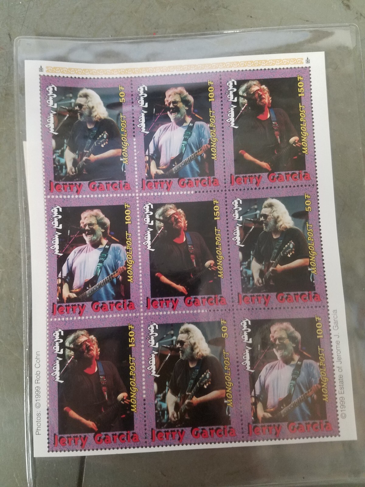 Jerry Garcia Jamming Till The Morning Comes Plate Block Set of 9 Stamps Mongolia