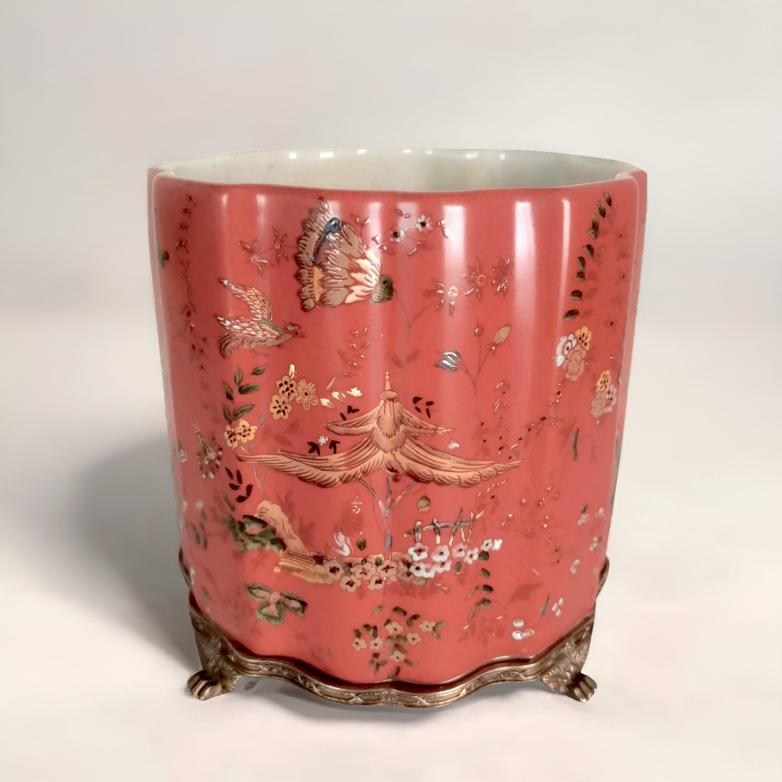 New Porcelain Cachepot with Ormolu Mounts in Louis XV French Chinoiserie Style