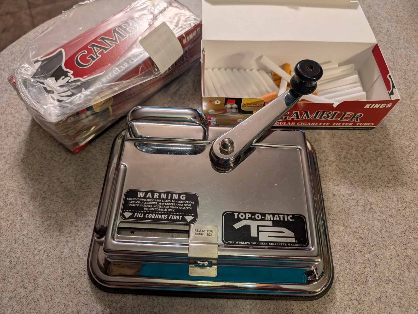 Top-O-Matic T2 cigarette Manual Roller, with Bonus Papers
