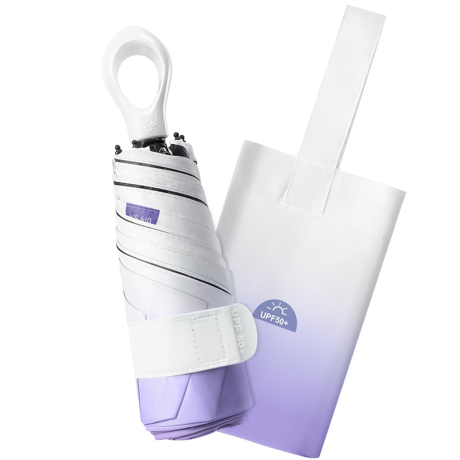 LEAGERA UV Mini Umbrella for Purse - Sun Protection 19inch, 03.Purple