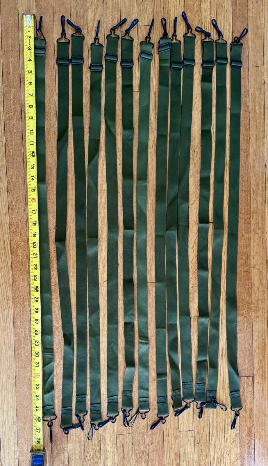 Military Surplus Strap Webbing with Hooks Olive Drab 38"