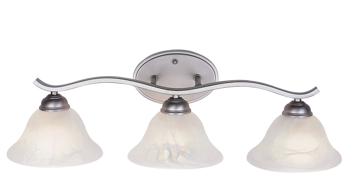 Brushed Nickel And Marbleized Glass 3 Light LED Bath Wall