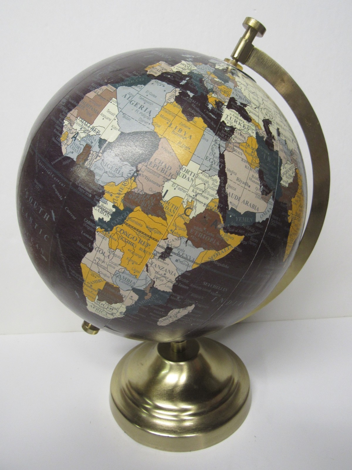 2014 Government of India 8" Rotating Globe on Brass Color Tabletop Stand