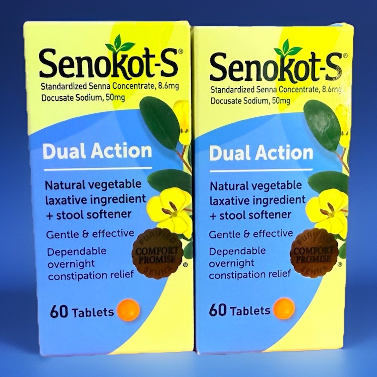 2 Pack Senokot S Dual Action Laxative Stool Softener Gentle Relief 60 Tablets X2