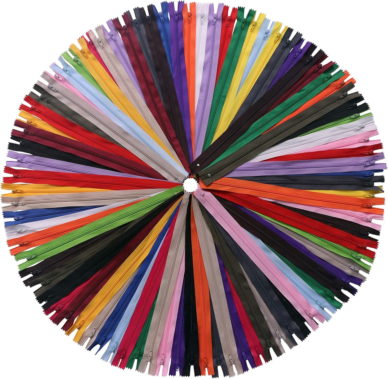 60 Pack of 14 Inches Mix Nylon Coil Zippers Bulk - Supplies Zippers for Tailor S