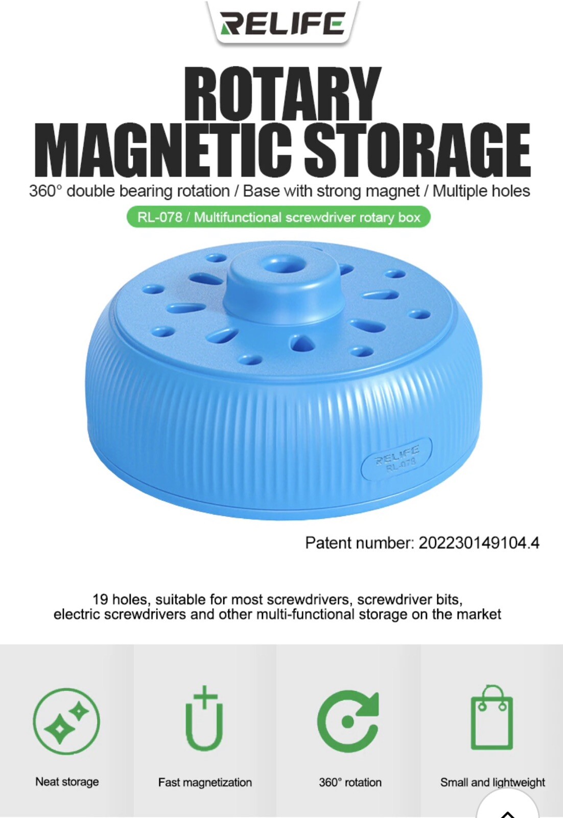 ReLife/Sunshine RL-078 360° Rotary Multifunctional Screwdriver/Storage Holder