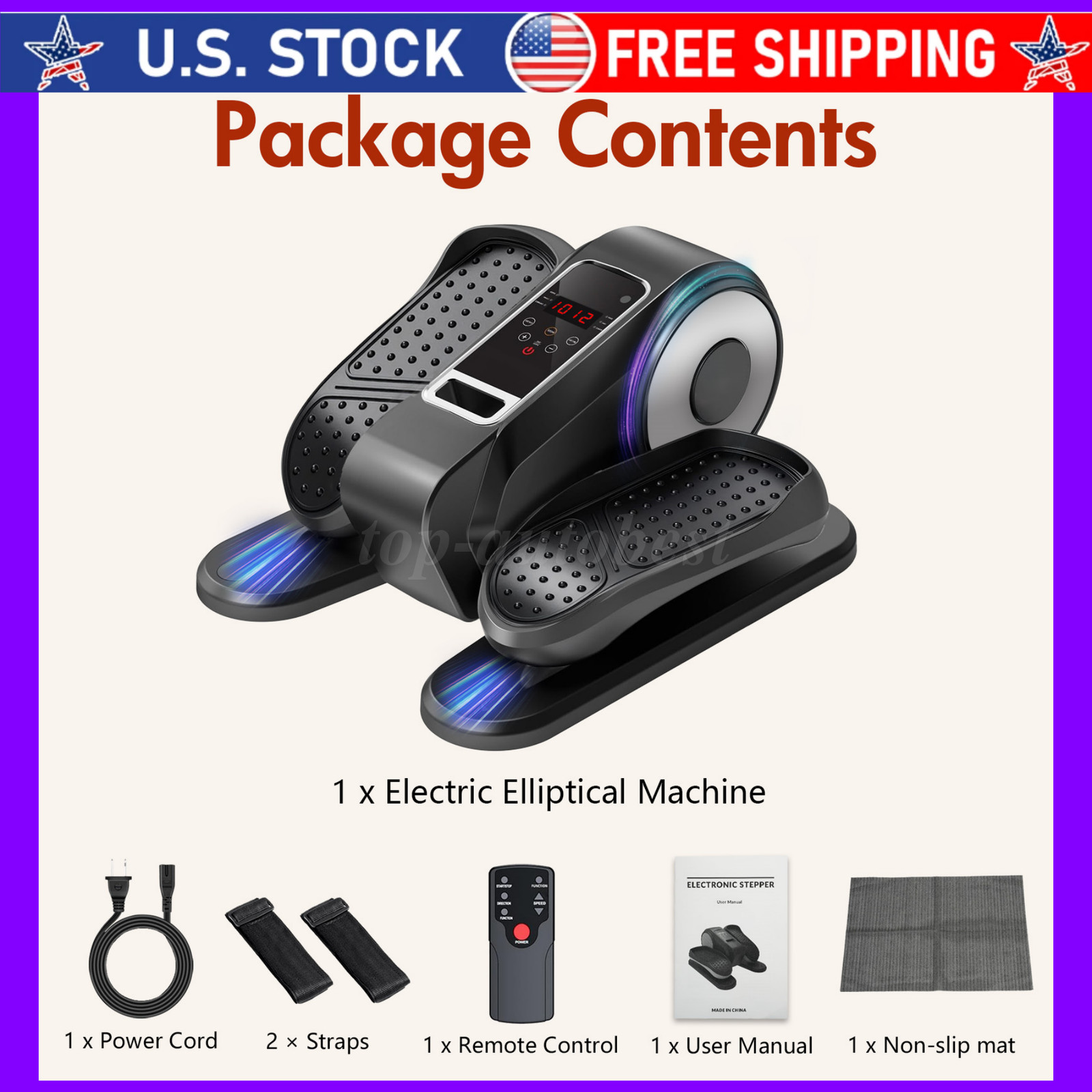 Under Desk Leg Exerciser Mini Elliptical Machine 12 Modes LCD Remote Control