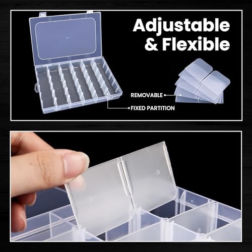 pack 36 Grids Plastic Clear Organizer Box bead Storage Containers with 8
