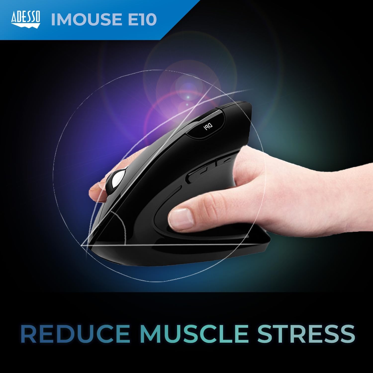 Adesso iMouse E10 Vertical Ergonomic Optical 6-Button Mouse, Black black