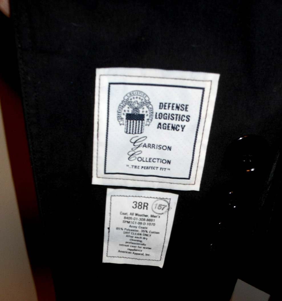 U.S Navy Military Uniform Men's All Weather Trench Coat Black w/Liner 38 Reg NEW