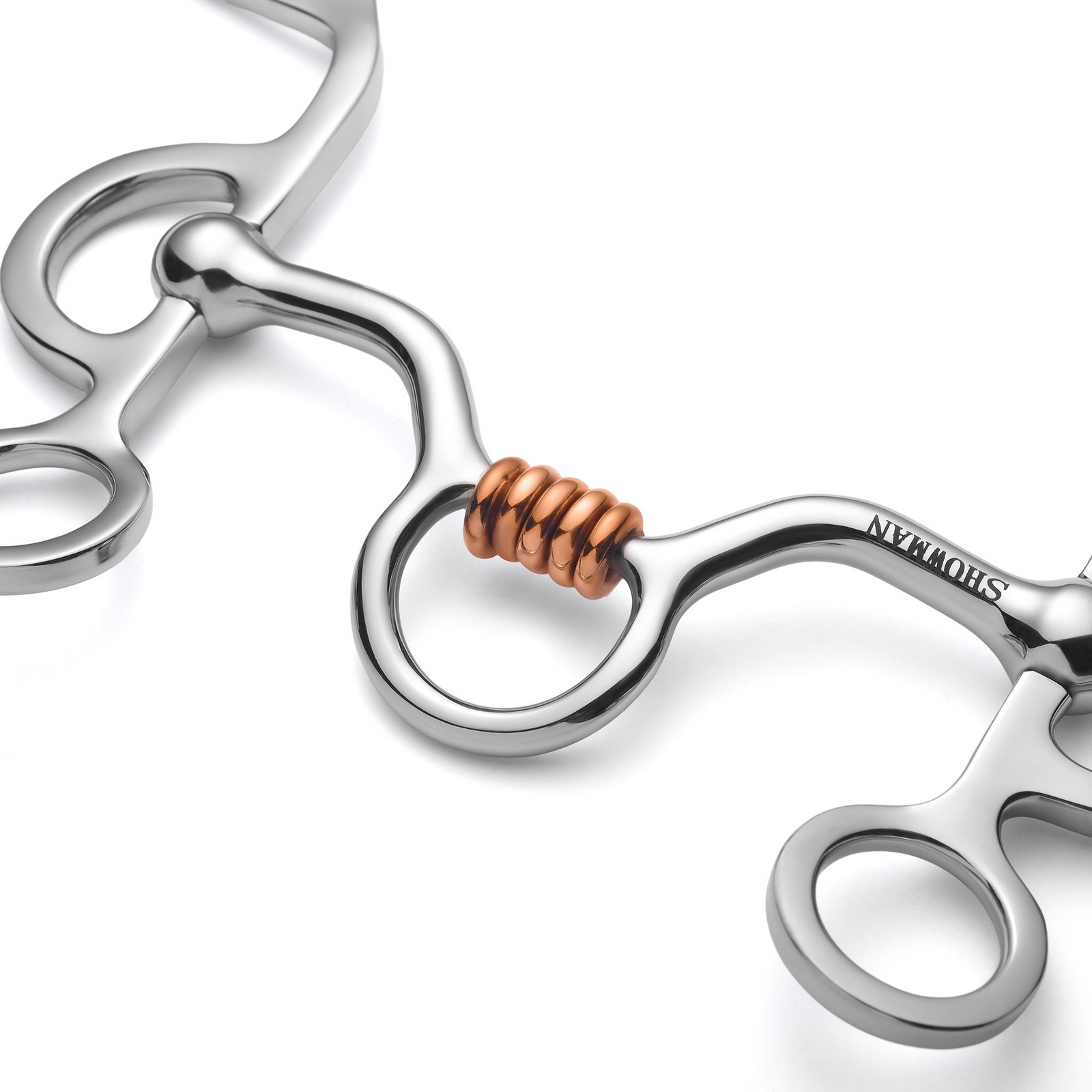 Showman Argentine Shank Bit w/ Medium Port Copper Rollers