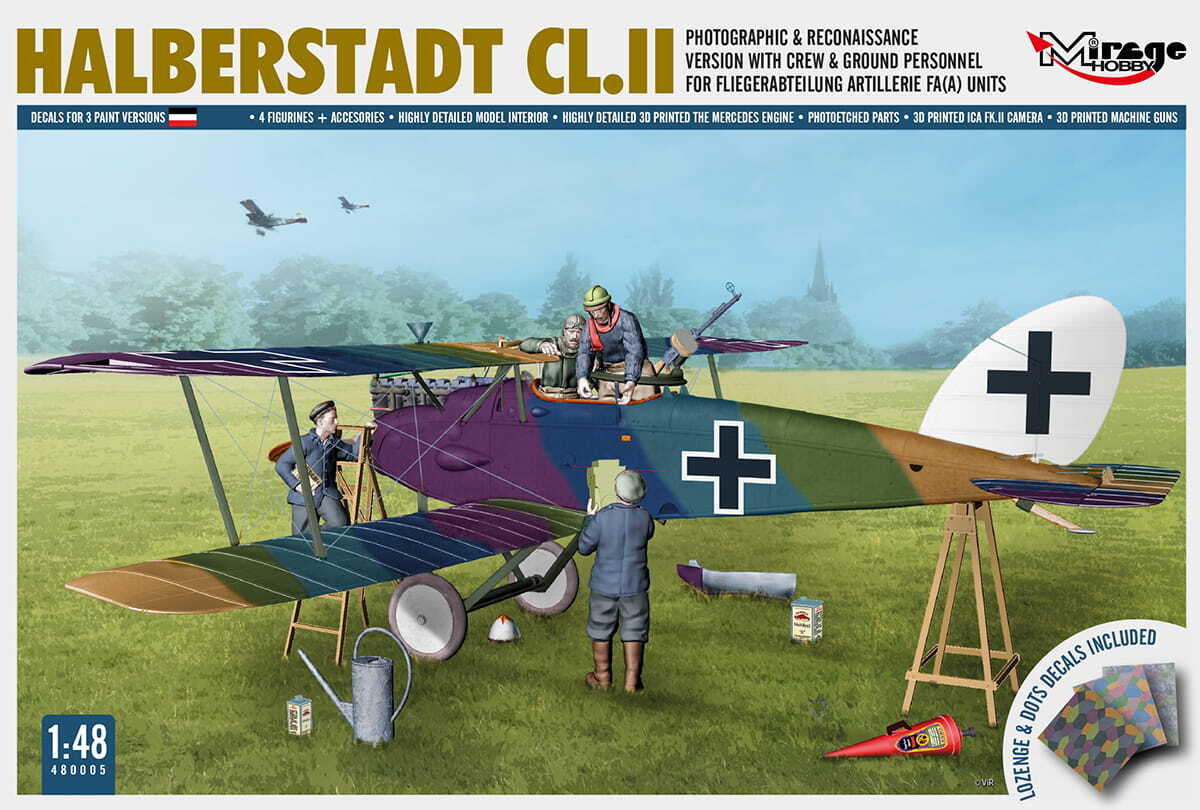MIRAGE 480005 1:48 Halberstadt CL.II Photographic & Reconaissance ver. with Crew