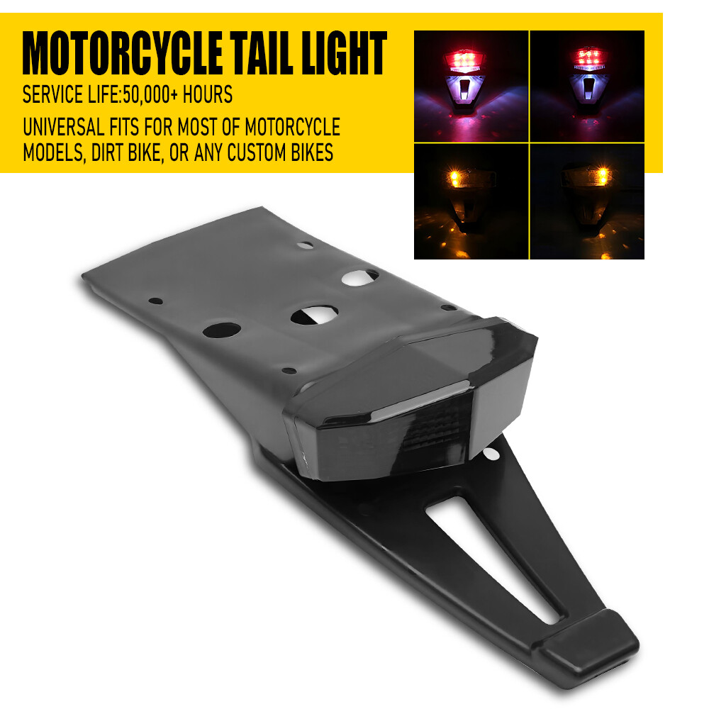 Amber Motorcycle Turn Signals Red Brake Tail Light With License Plate Bracket