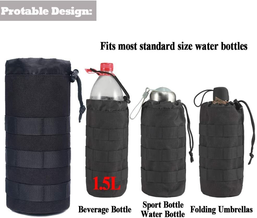 2PCS Molle Water Bottle Holder Tactical Hiking Backpack Attachment Pouches