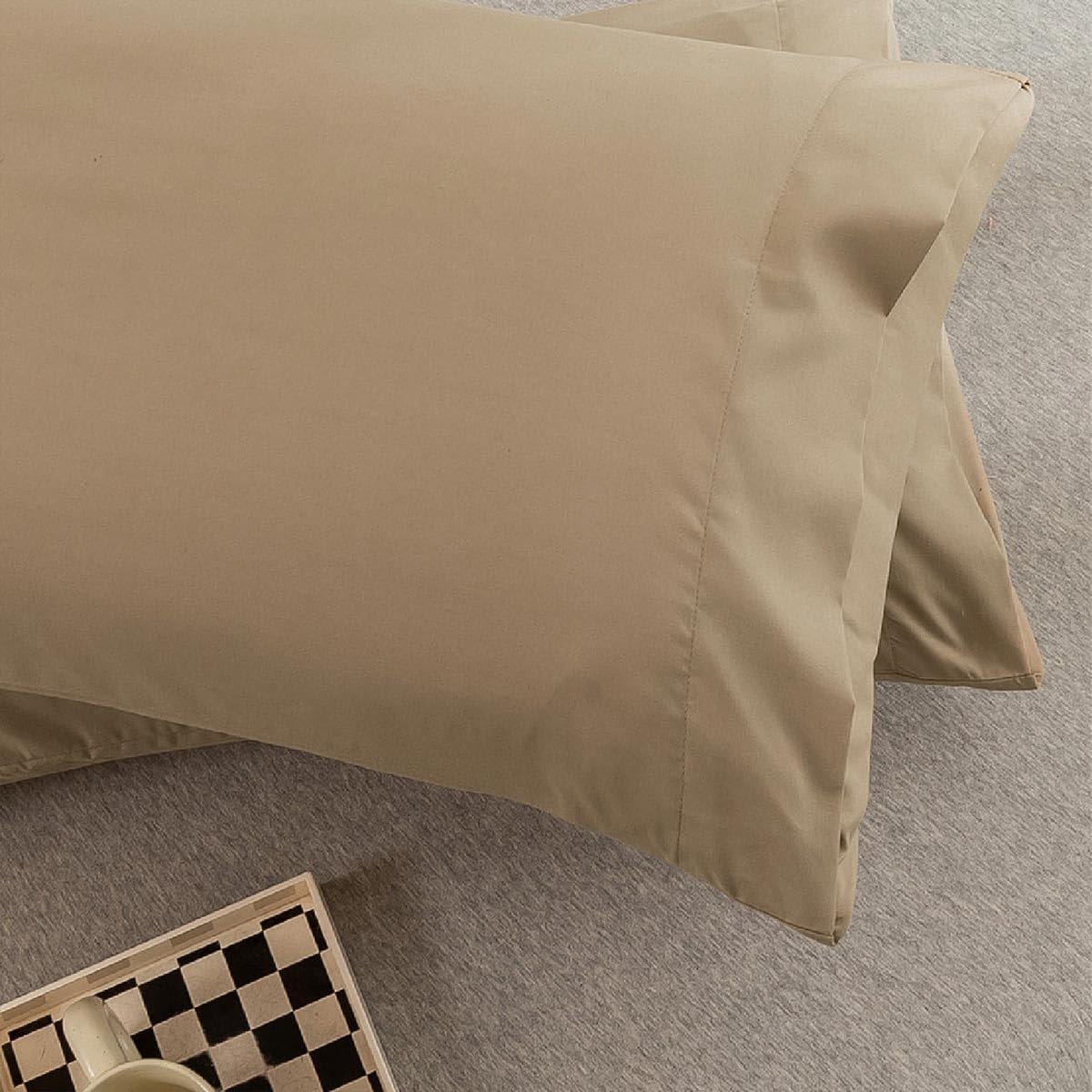 Microfiber Standard Bed Pillowcases 2 Pack, Stain Resistant, 20x26, Dark Beige