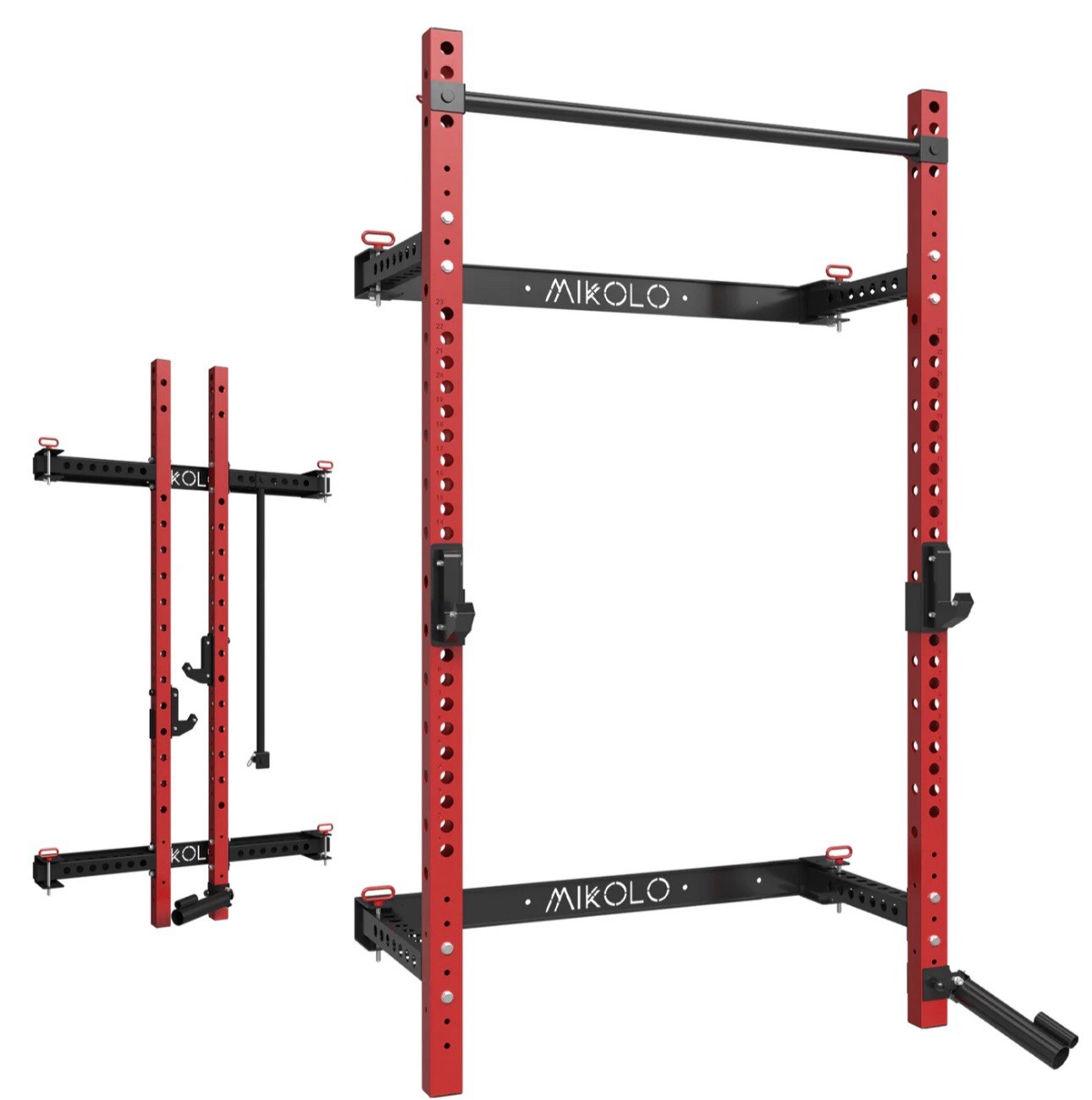 Mikolo 2" X 2" Folding Wall Mounted Squat Rack, 1000 Pounds Capacity Power Rack