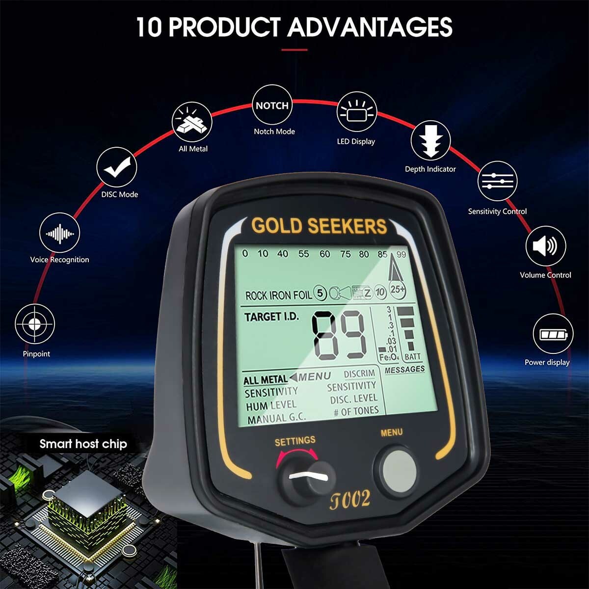 Detector De Metales Oro y Plata Gold Finder Metal Detector w/ Waterproof Coil