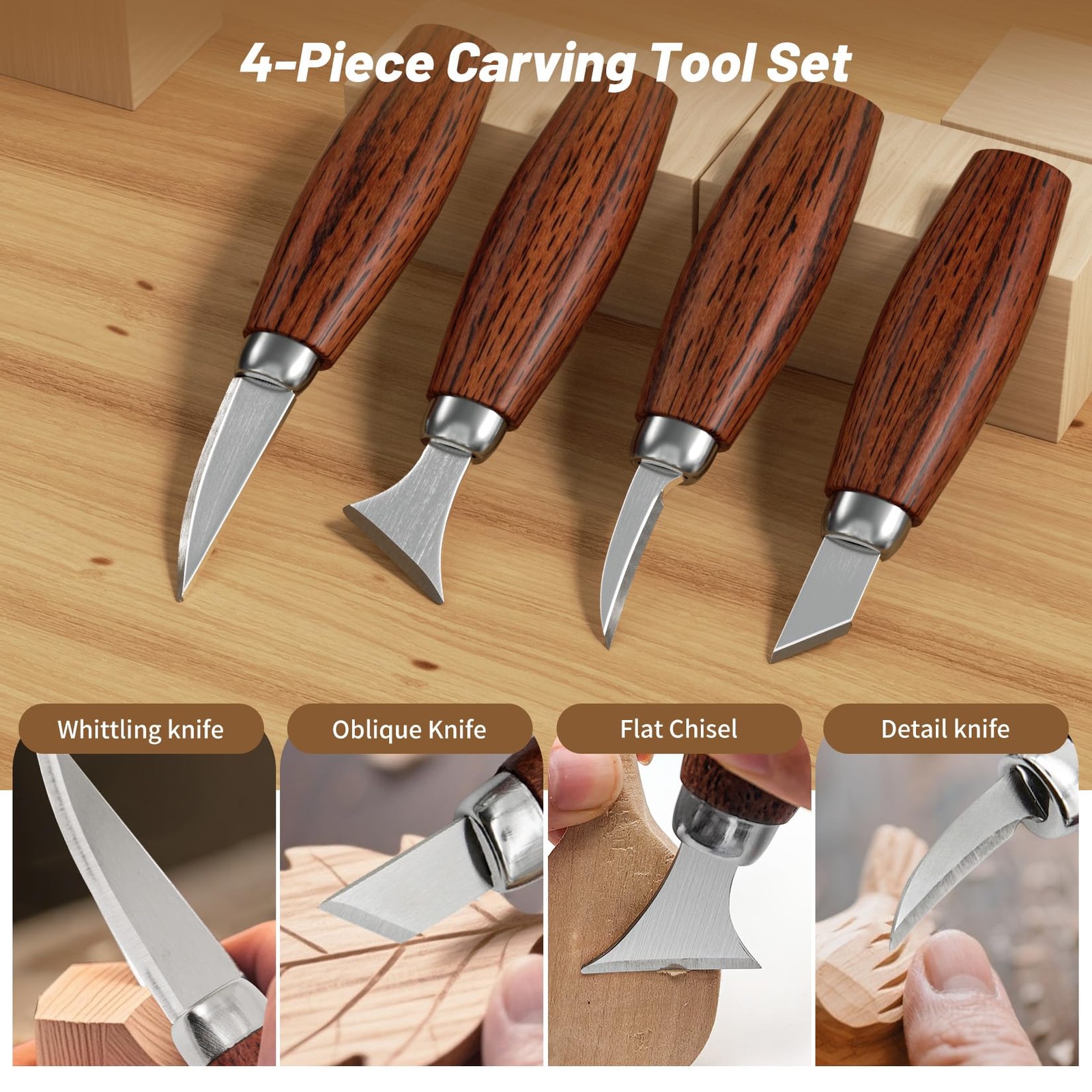 Wood Carving Kit, Tools Set with Varies (Small to Medium),