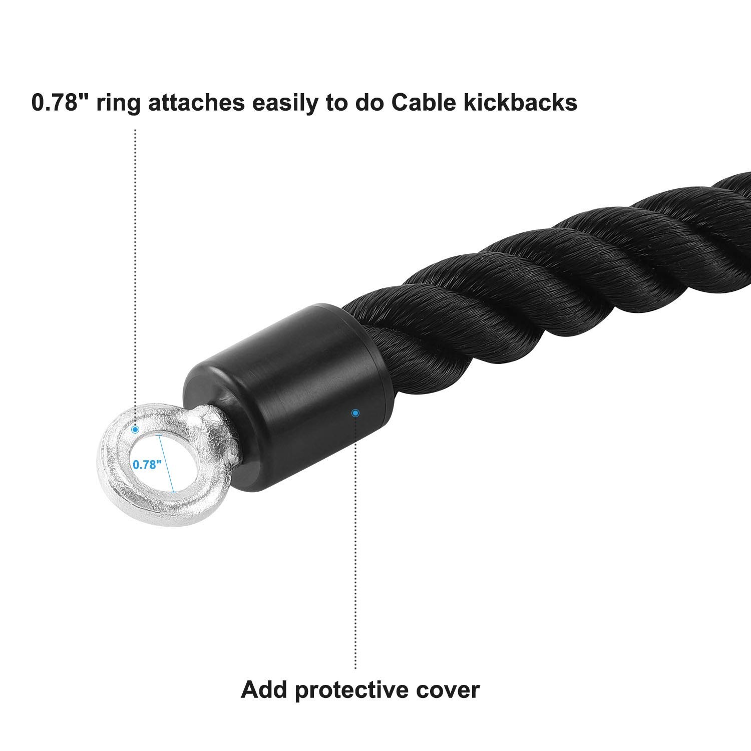 Pull Down Rope Single Grip Tricep Bicep Exercise Attachment for Cable Machine...