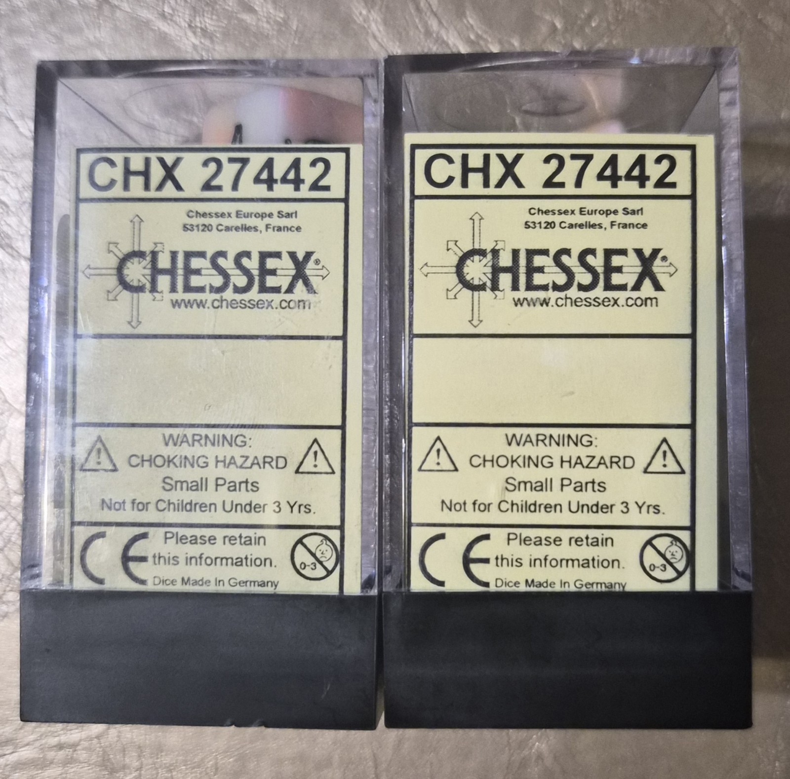 CHESSEX LOT OF 2 DICE SETS #27442 FESTIVE CIRCUS WITH BLACK WRITING NIB